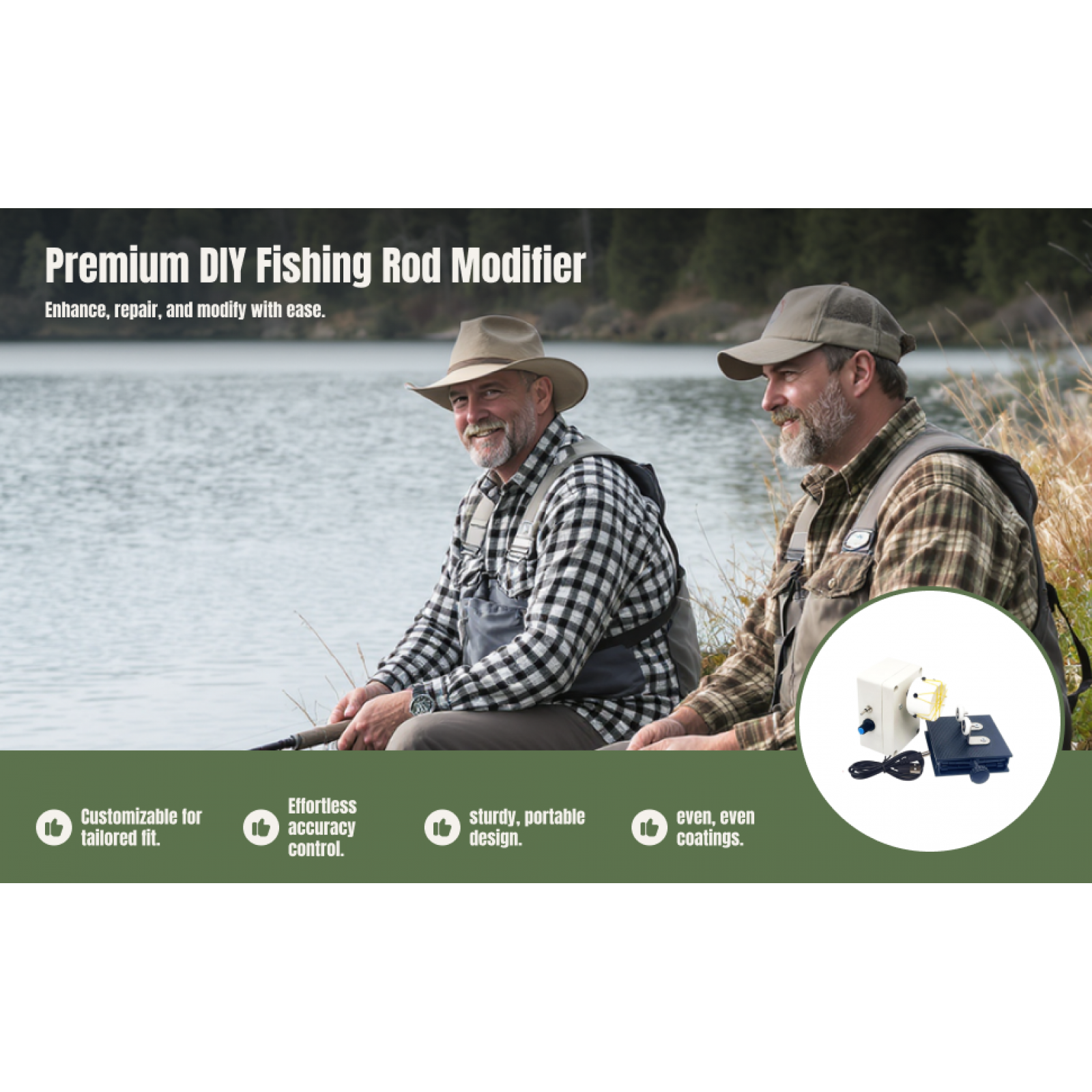 Outdoor Power Repair - USB Powered Fishing Rod Winding Machine