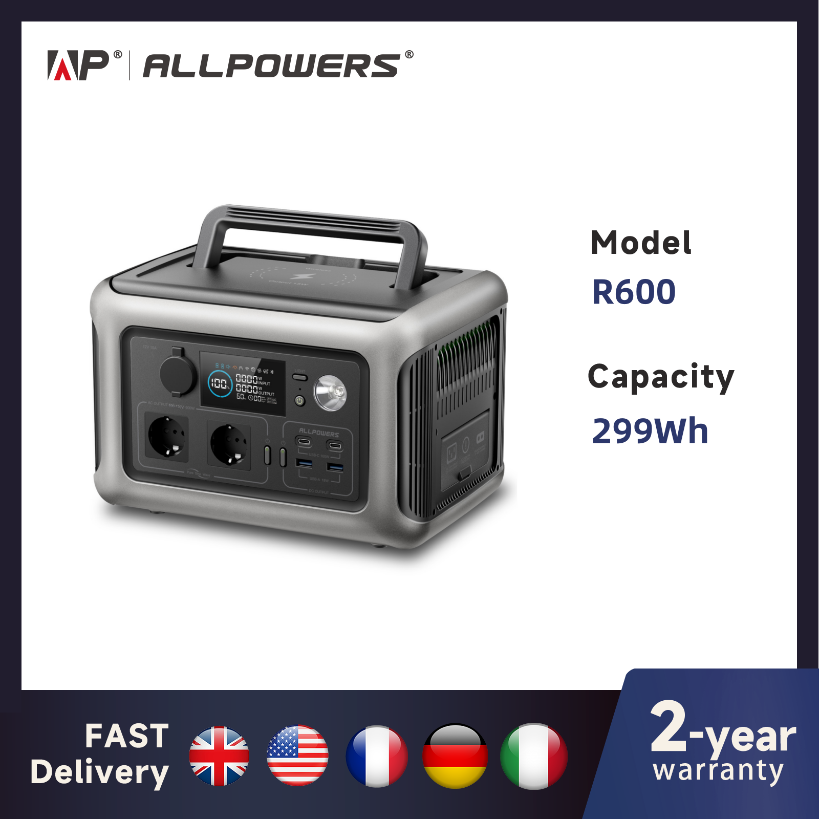 Ac Outdoor Power - ALLPOWERS Portable Power Station R600, 299Wh