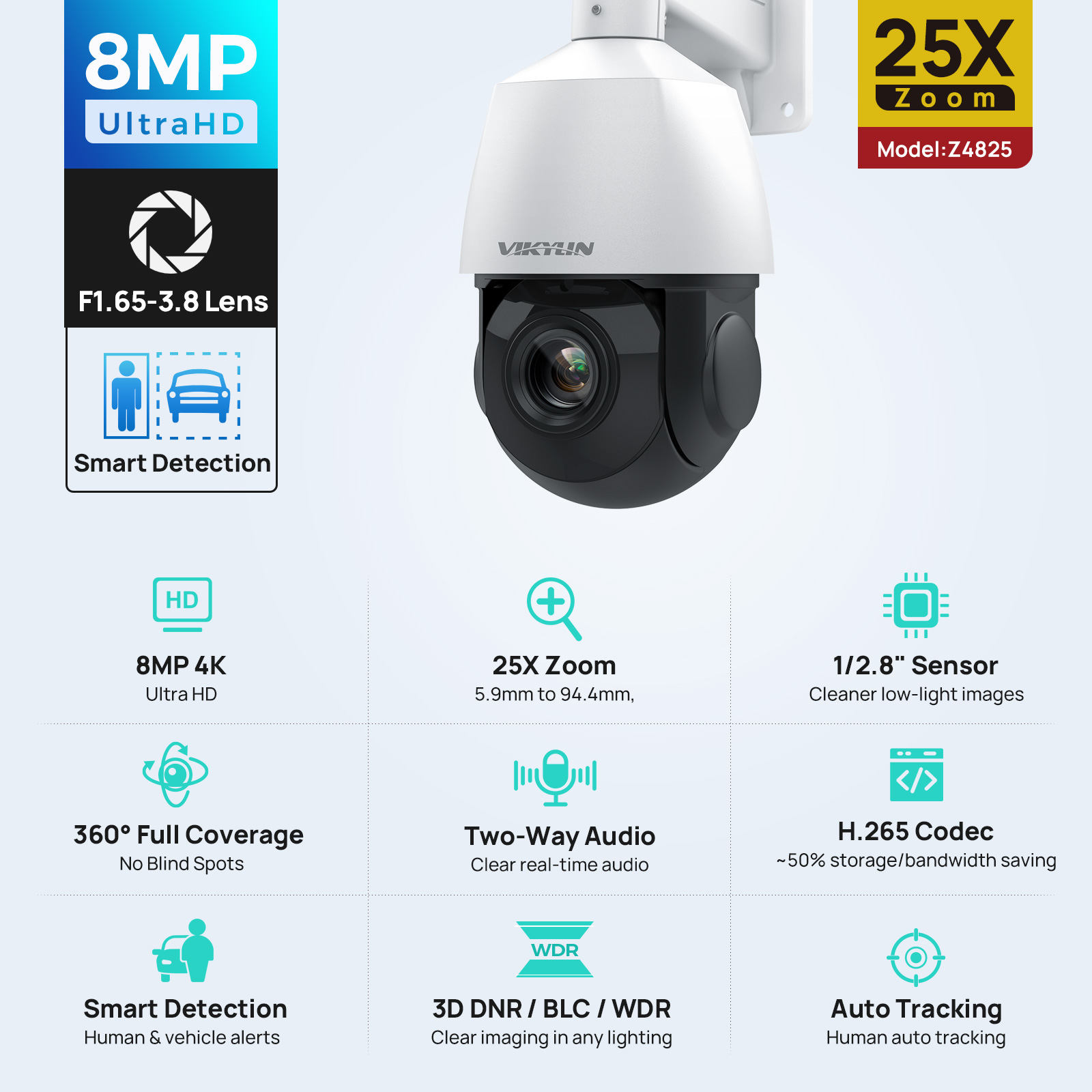 Vikylin 4K 8MP PTZ 25X Zoom 10 - مراجعة Outdoor Power G Motion وسعره