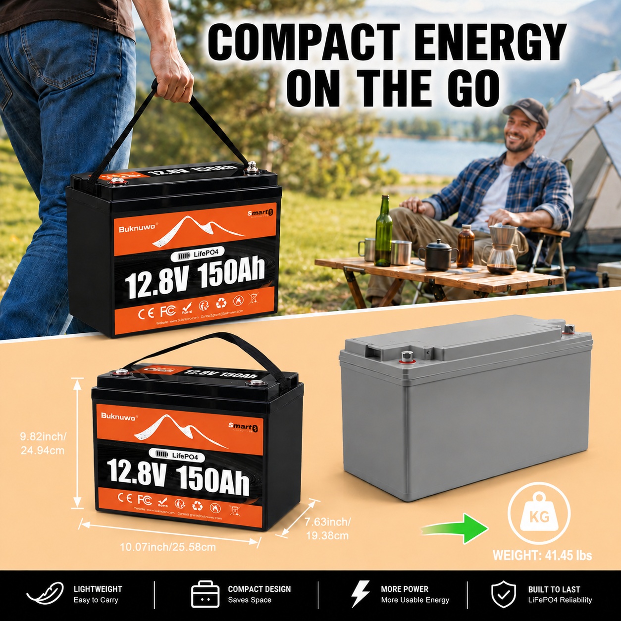 Buknuwo Smart 12V/12.8V 150Ah  - مراجعة Outdoor Power Inc وسعره