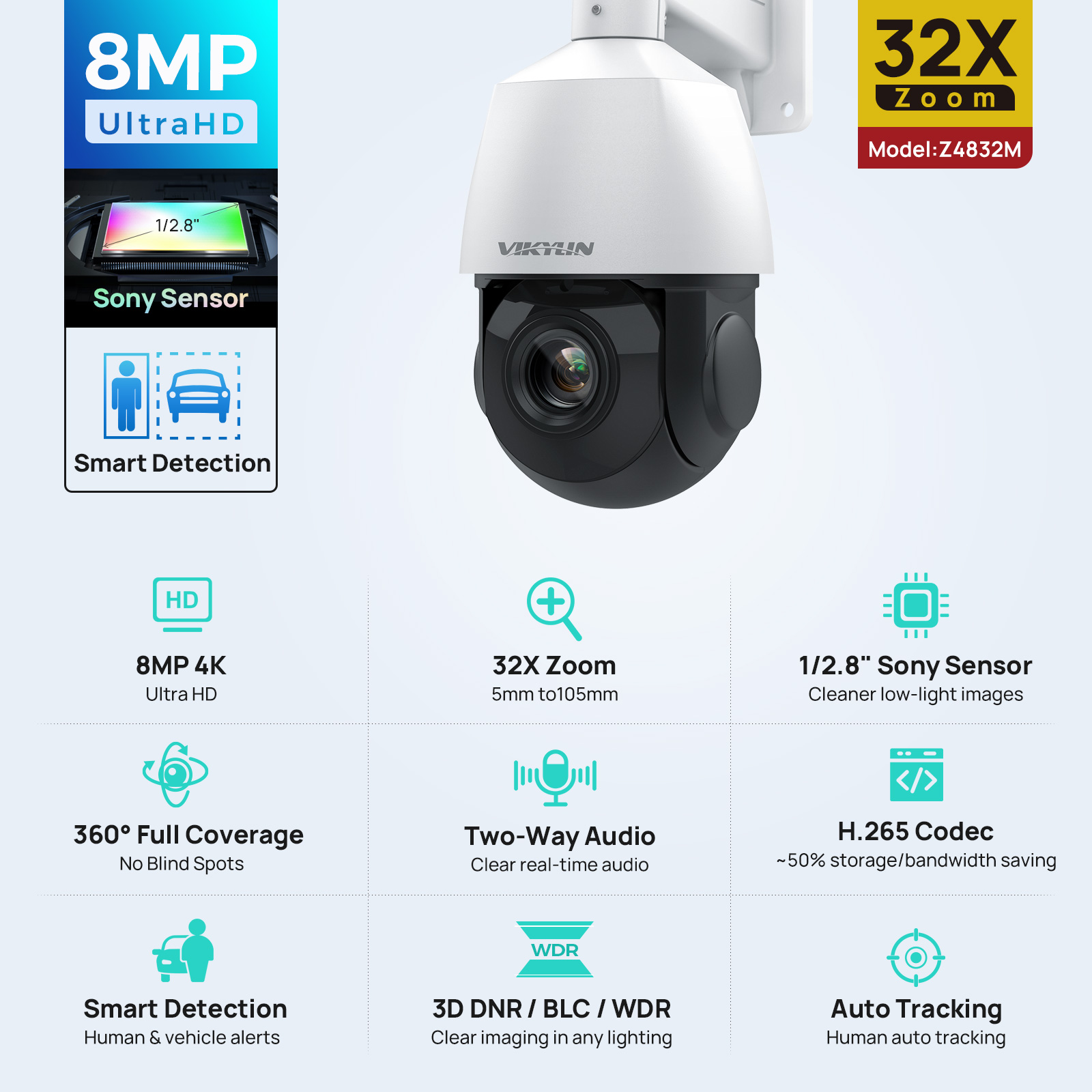 Vikylin 4K 8MP PTZ 32X Zoom 10 - مراجعة Outdoor Power G Motion وسعره