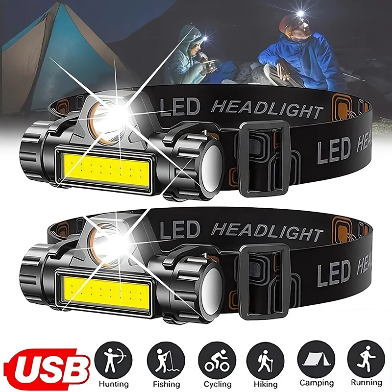 Rechargeable COB LED USB Headl - مراجعة Outdoor Power Usb وسعره