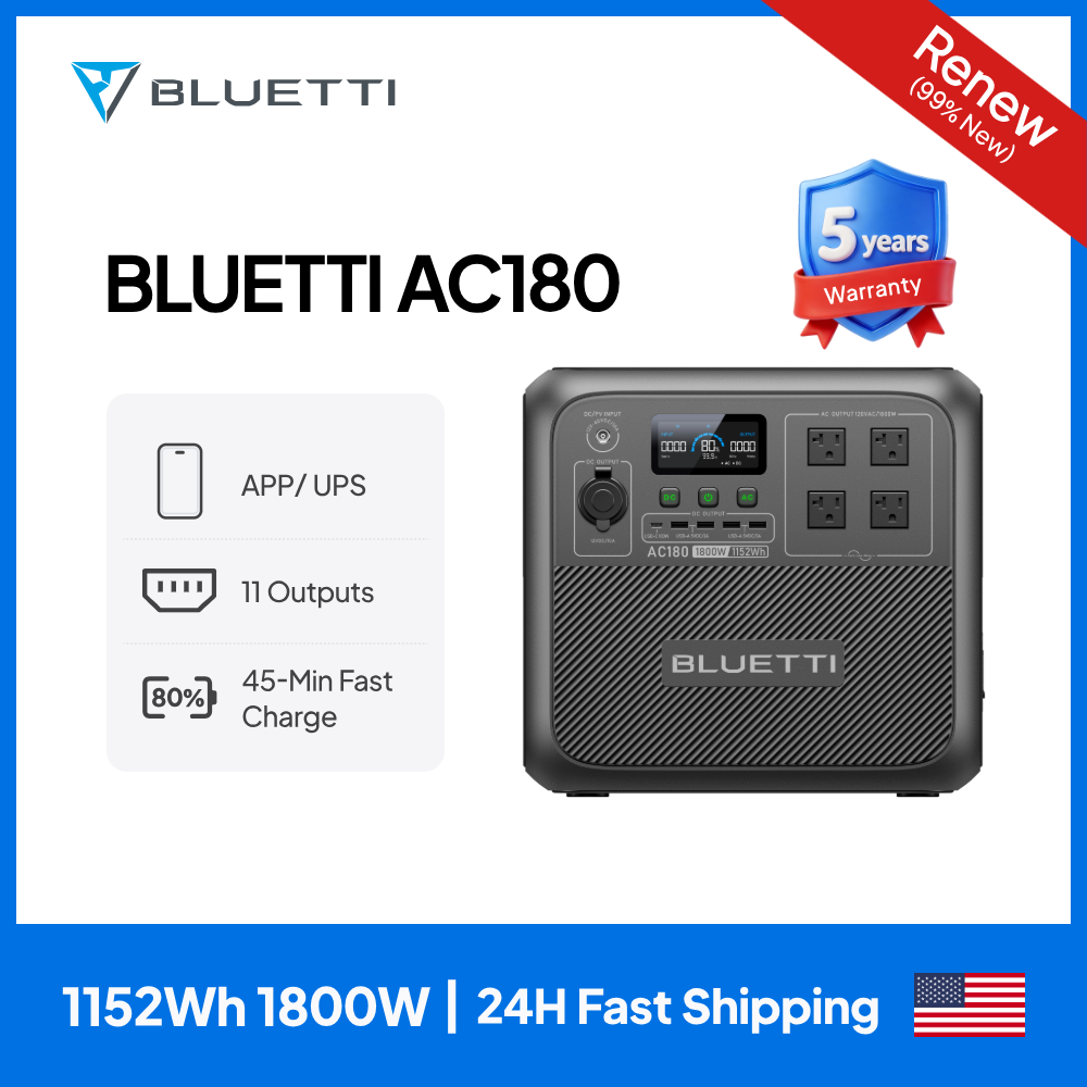 【RENEW】BLUETTI AC180 Solar Por - مراجعة Outdoor Powerwall وسعره