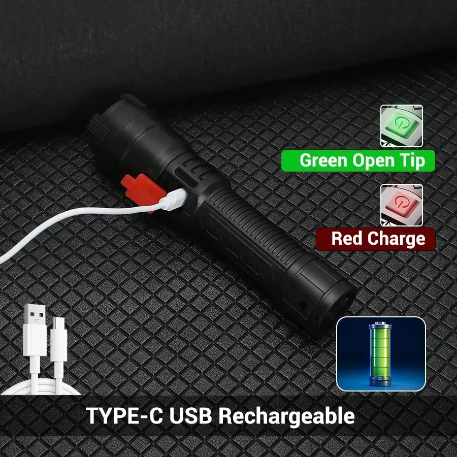 Tactical LED Flashlight 2000LM - مراجعة Outdoor Power Usb وسعره