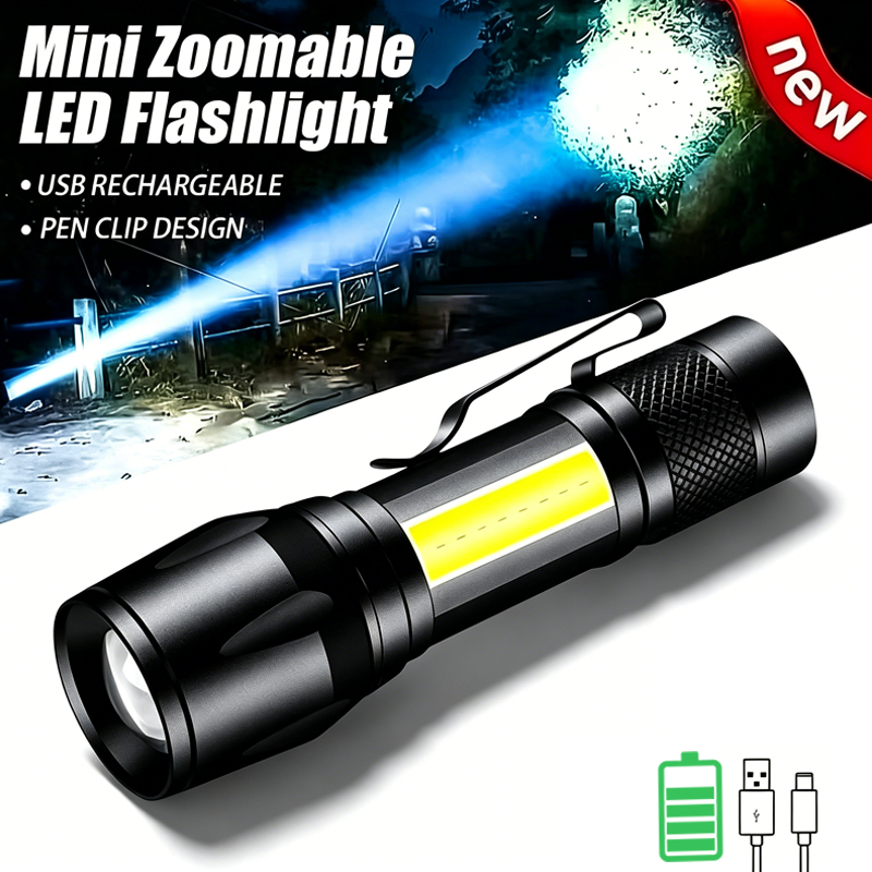 Mini LED Flashlight COB+XPE Po - مراجعة Outdoor Power Usb وسعره