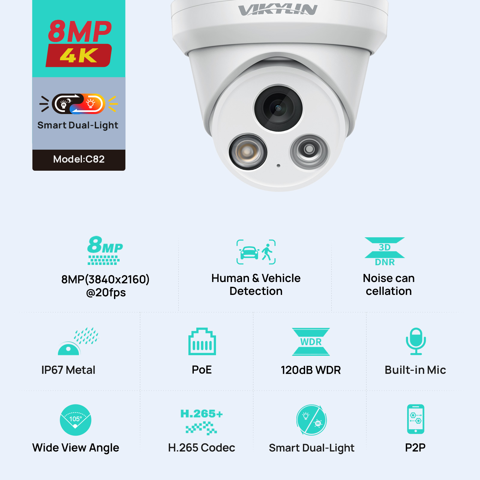 VIKYLIN 8MP 4K Dual Light IP C - مراجعة Outdoor Power G Motion وسعره