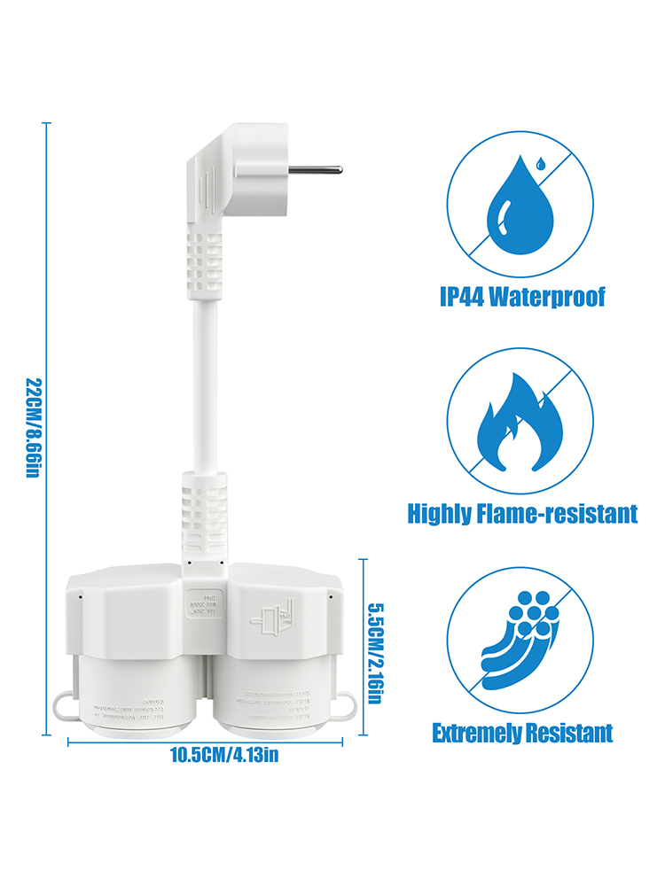 EU Extension Cable with 2 Schu - مراجعة Outdoor Power Socket Cover وسعره