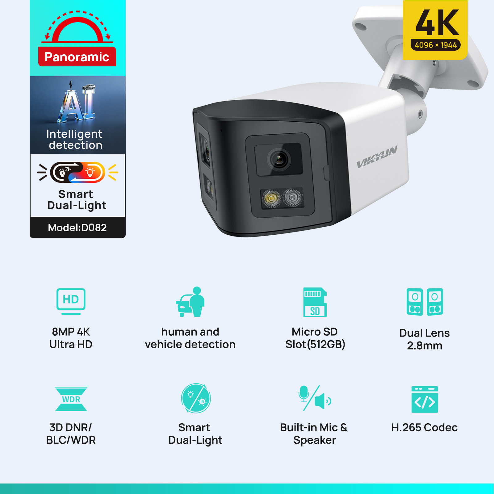 VIKYLIN 170° Panoramic 4K Secu - مراجعة Outdoor Power G Motion وسعره