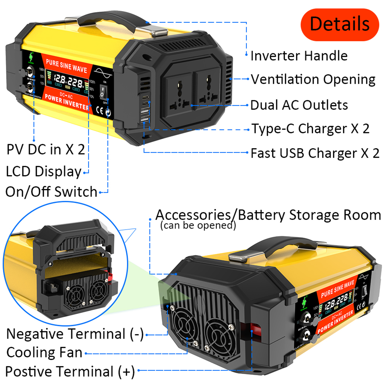 power inverter DC 12V to AC 22 - مراجعة Ac Outdoor Power وسعره