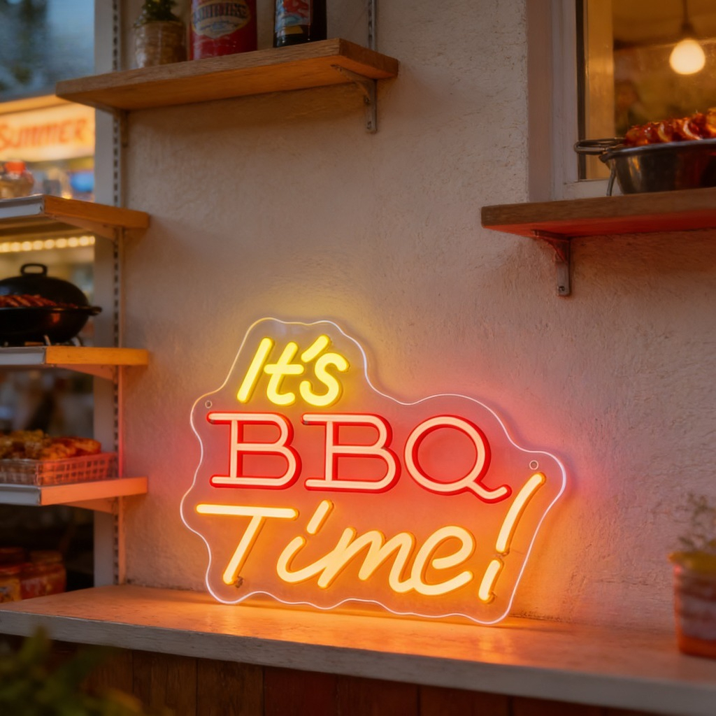 It's BBQ Time Neon Sign Family - مراجعة Outdoor Power Grill وسعره