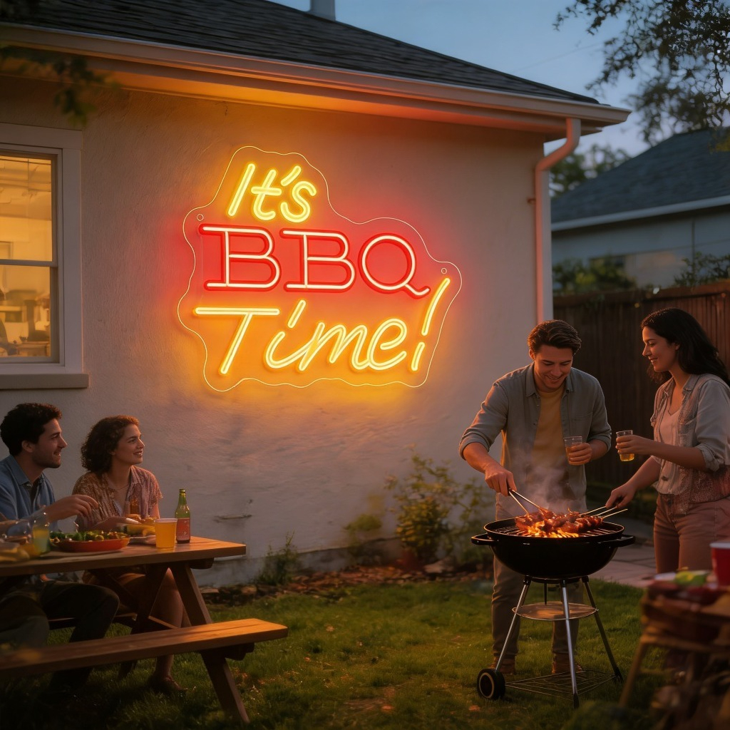 It's BBQ Time Neon Sign Family - مراجعة Outdoor Power Grill وسعره