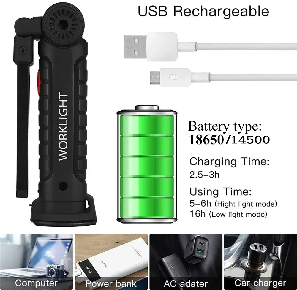 LED COB Flashlight USB Recharg - مراجعة Outdoor Power Usb وسعره