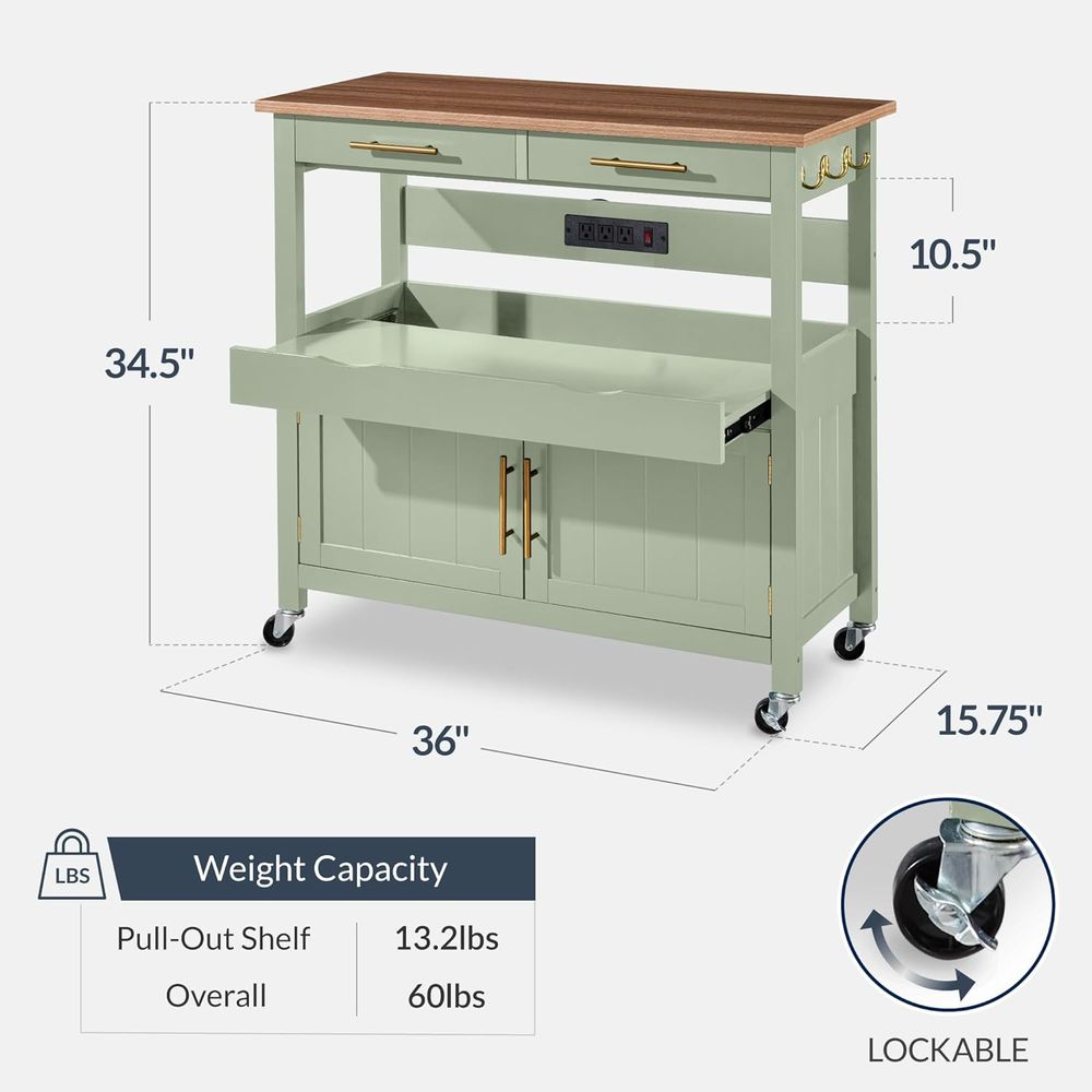 36in LarRolling Kitchen Island - مراجعة Outdoor Kitchen Power Outlet وسعره