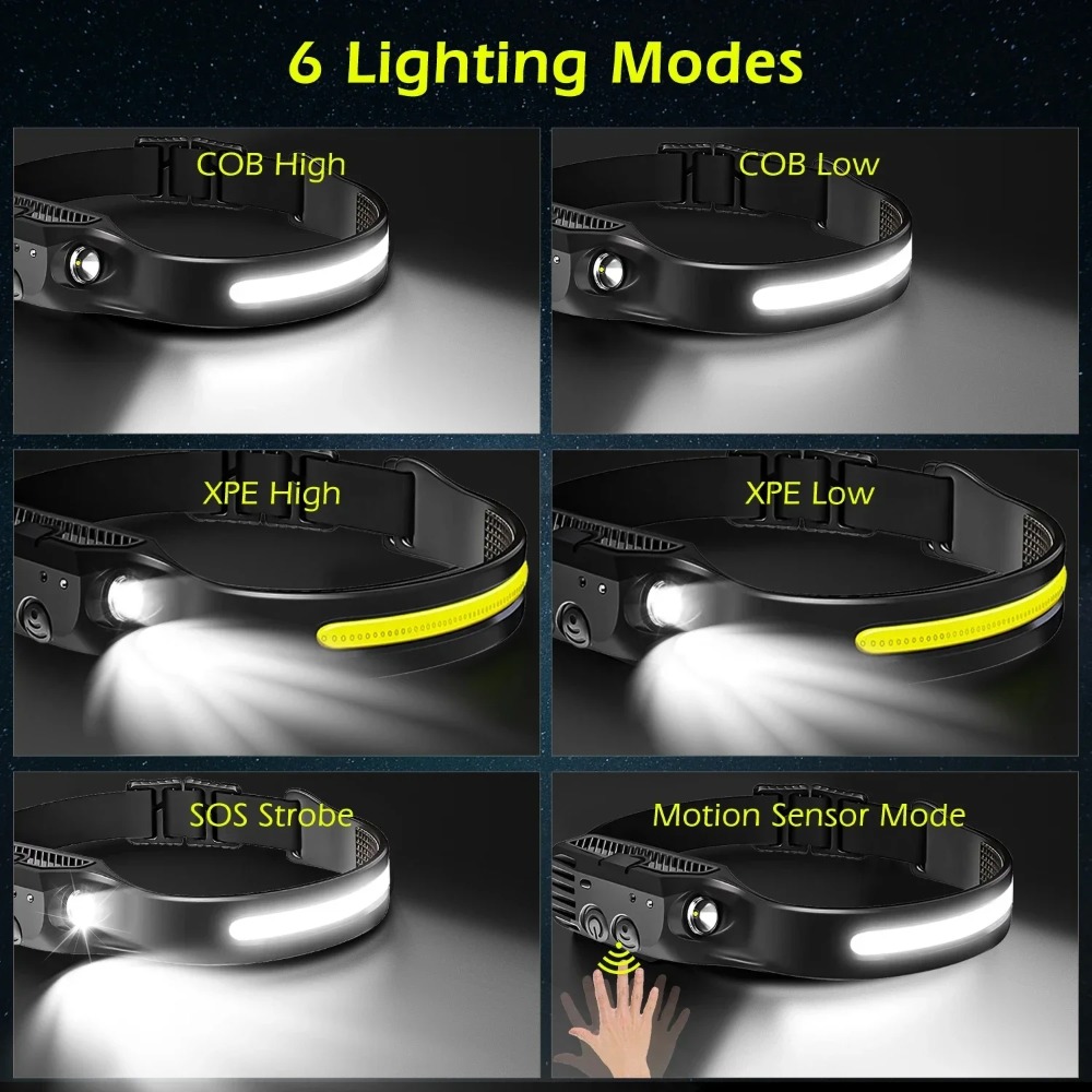 COB LED Induction Headlamp USB - مراجعة Outdoor Power Usb وسعره