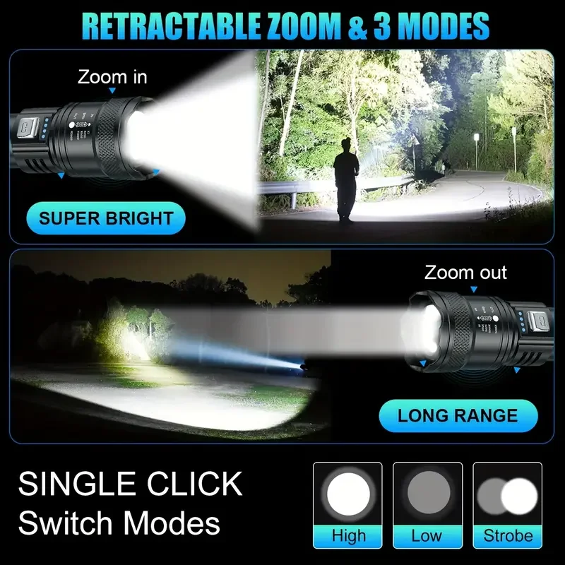 Tactical LED Flashlight 2000LM - مراجعة Outdoor Power Usb وسعره