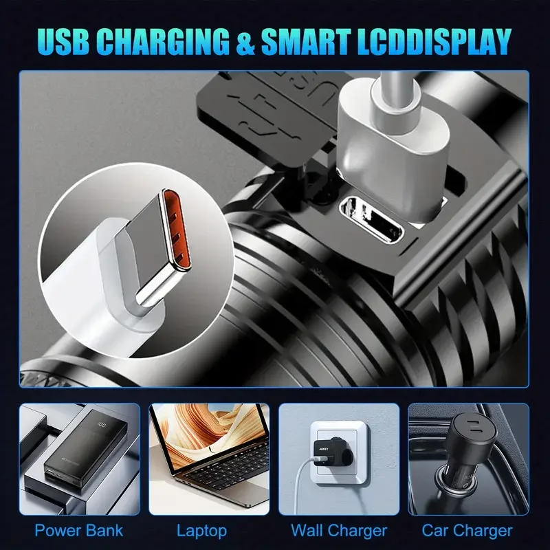 Tactical LED Flashlight 2000LM - مراجعة Outdoor Power Usb وسعره